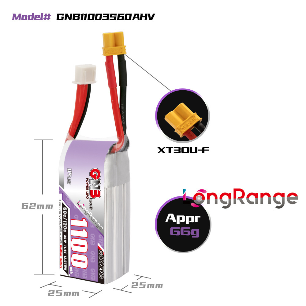 GNB 1100mAh 2S 3S 4S 6S 60C/12 - Drone Battery 3S のレビューと価格
