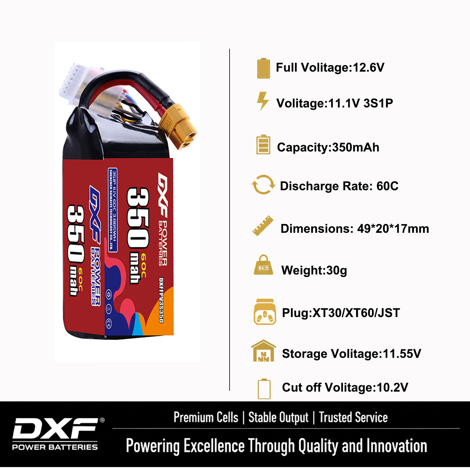 DXF Lipo 3Sバッテリー 11.4V 1700mAh - Drone Battery 3S のレビューと価格
