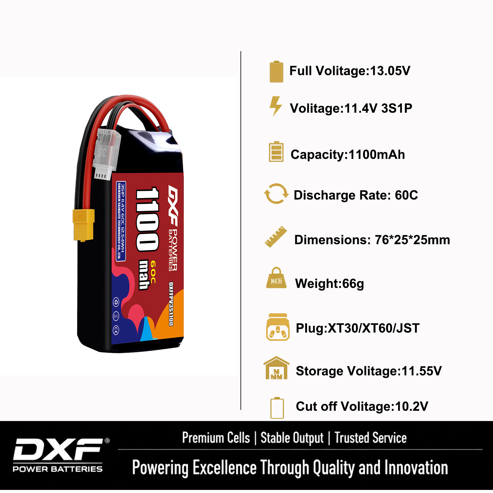 DXF Lipo 3Sバッテリー 11.4V 1700mAh - Drone Battery 3S のレビューと価格