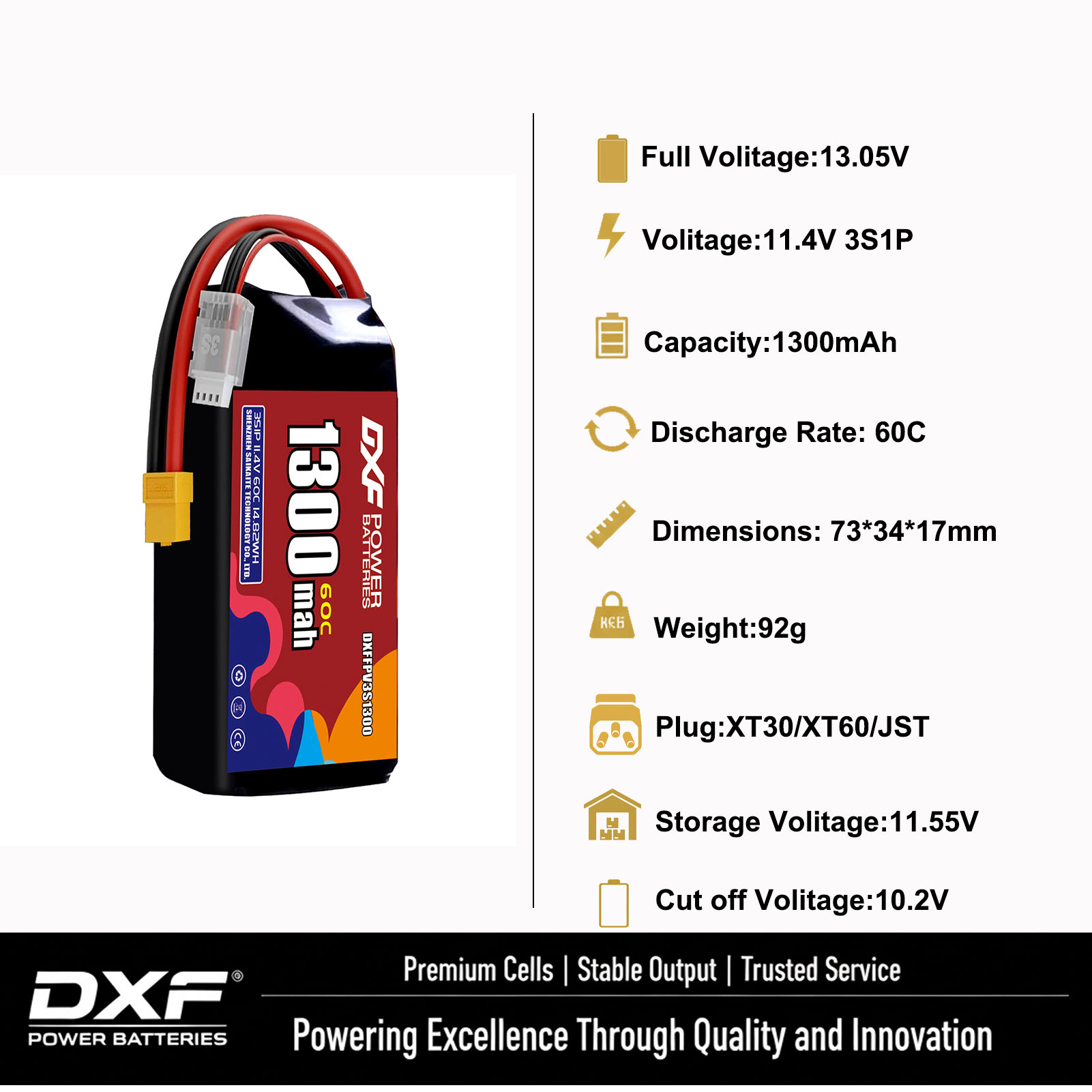 DXF Lipo 3Sバッテリー 11.4V 1700mAh - Drone Battery 3S のレビューと価格